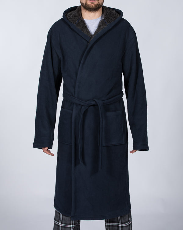 2t Extra Long Tall Fleece Dressing Gown Housecoat (navy) 2t Extra Long Tall Fleece Dressing Gown Housecoat (navy)