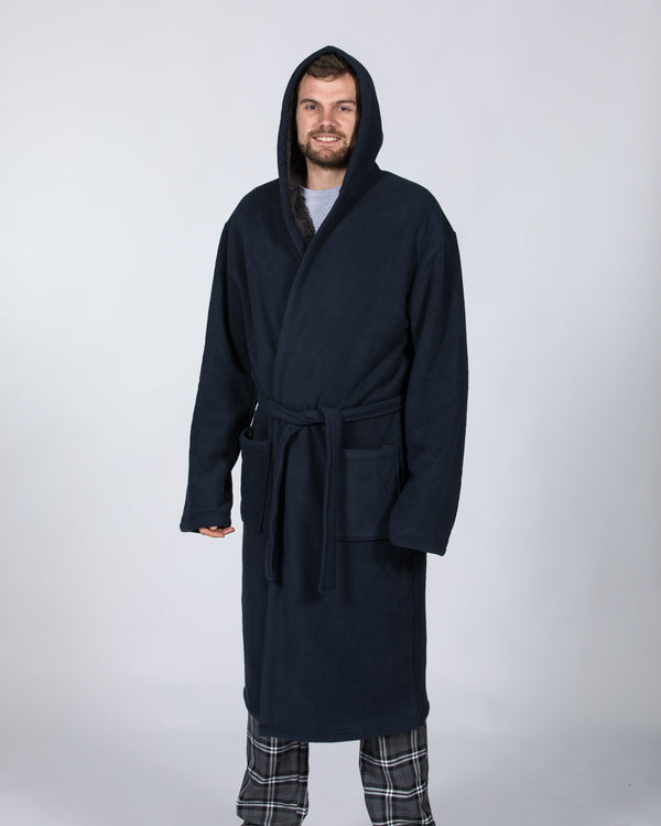 2t Extra Long Tall Fleece Dressing Gown Housecoat (navy) 2t Extra Long Tall Fleece Dressing Gown Housecoat (navy)