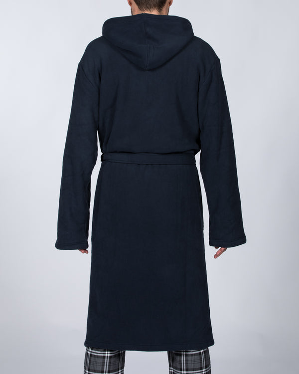 2t Tall Fleece Hooded Dressing Gown (navy/charcoal)