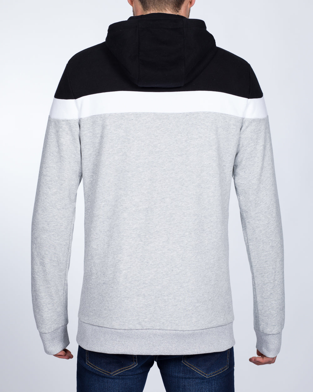 2t Riley Striped Pullover Tall Hoodie (grey/white/black)