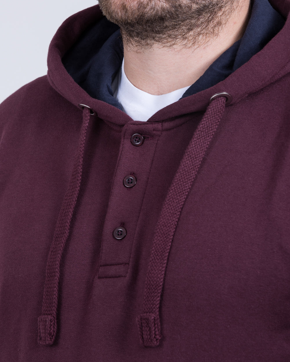 2t Pullover Tall Quarter Button Hoodie (burgundy)