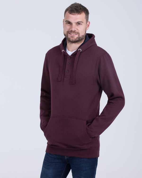 2t Pullover Tall Quarter Button Hoodie (burgundy)