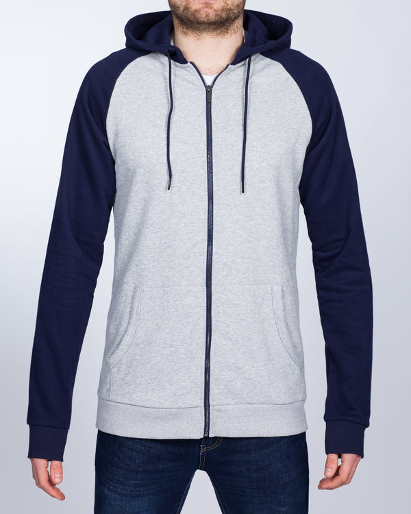 2t Zip Up Tall Riley Raglan Hoodie (navy/grey)