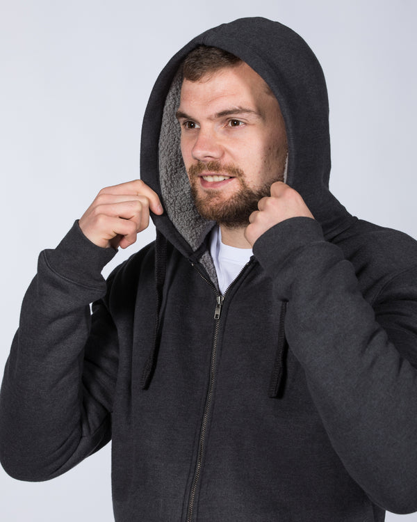 2t Zip Up Tall Sherpa Hoodie (charcoal)