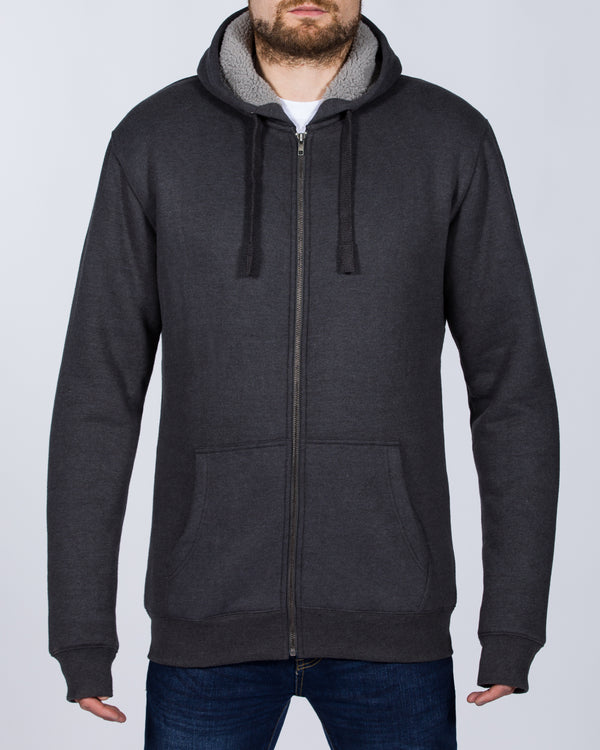 2t Zip Up Tall Sherpa Hoodie (charcoal)