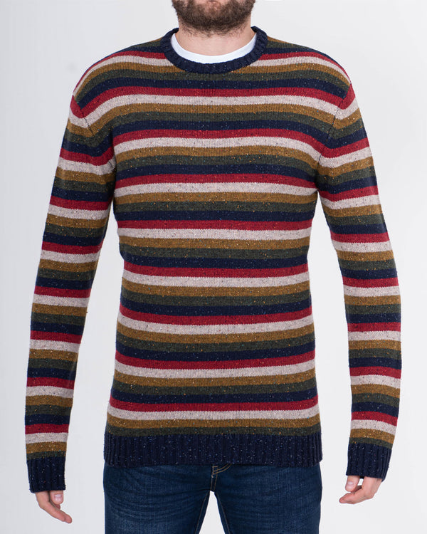 2t Tall Lambswool Striped Crew Neck Jumper (navy)