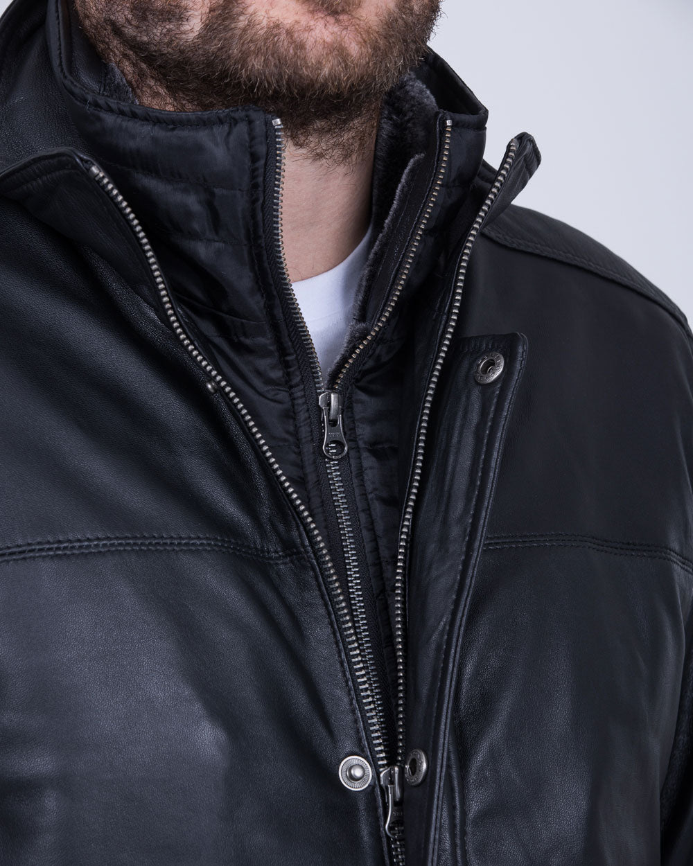 Redpoint Carlson Tall Leather Jacket (black) | Tall Mens Clothing ...