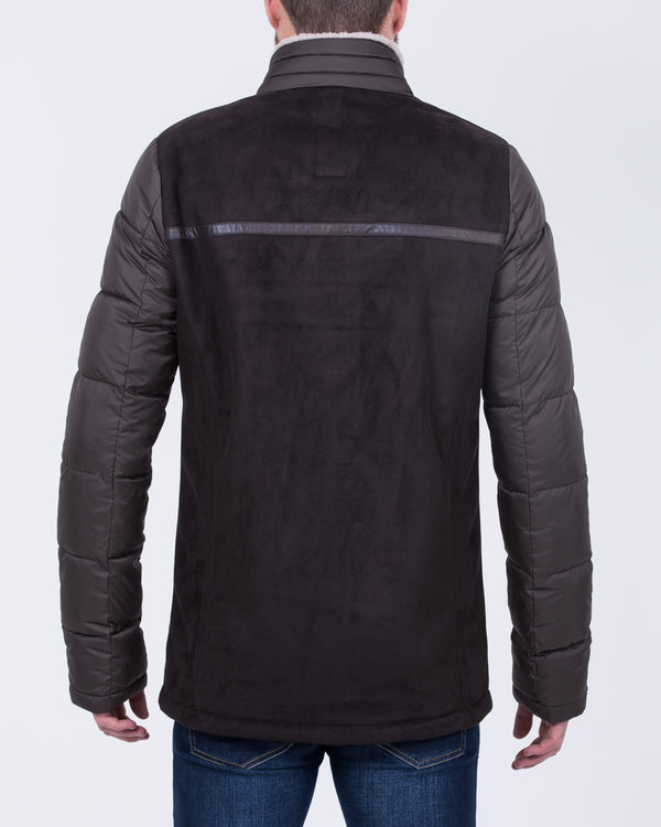 Cabano Tall Suede Look Puffer Jacket (dark brown)