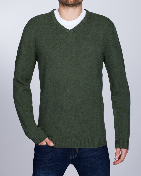 2t Tall Lambswool V-Neck Jumper (khaki)