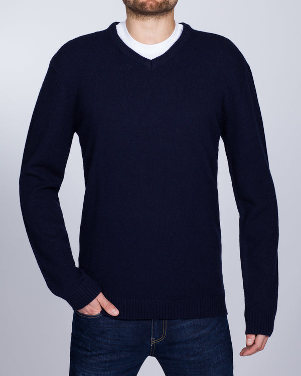 2t Tall Lambswool V-Neck Jumper (navy)