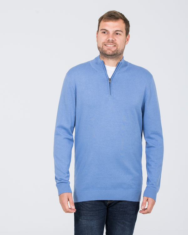 2t Altis Quarter Zip Tall Jumper (mid blue)