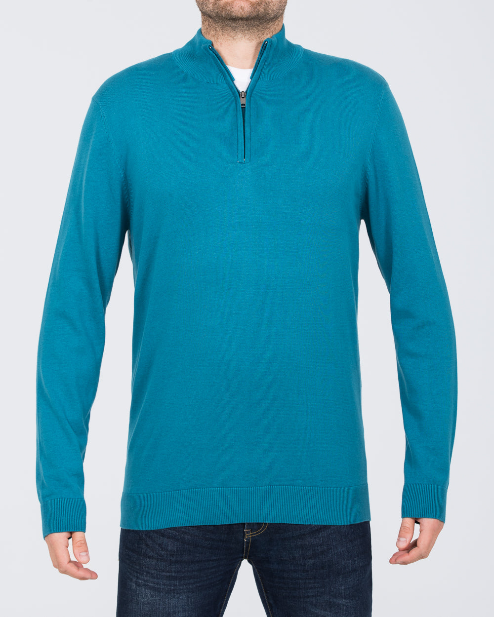 2t Altis Quarter Zip Tall Mens Extra Long Jumper (teal) | Tall