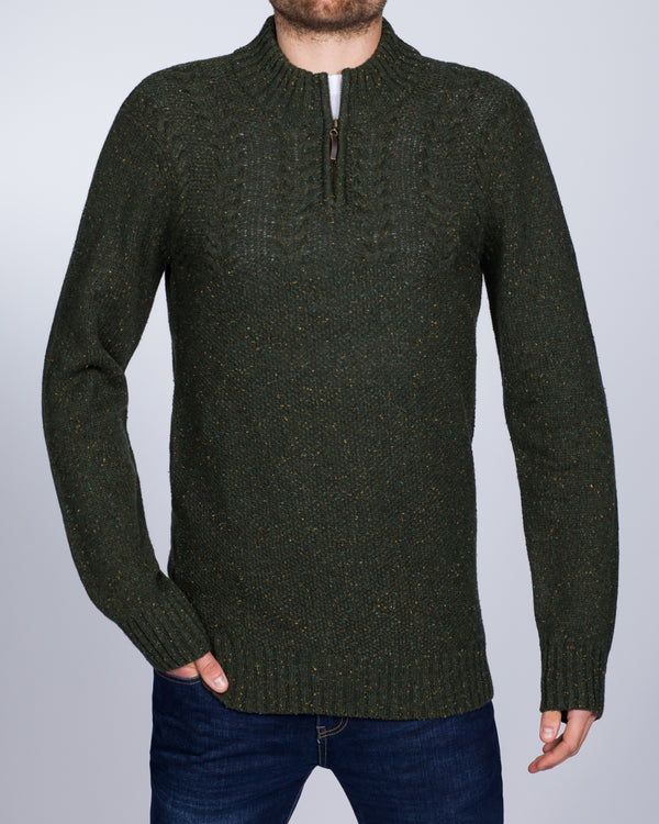 2t Tall Cable Knit Quarter Zip Jumper (forest)