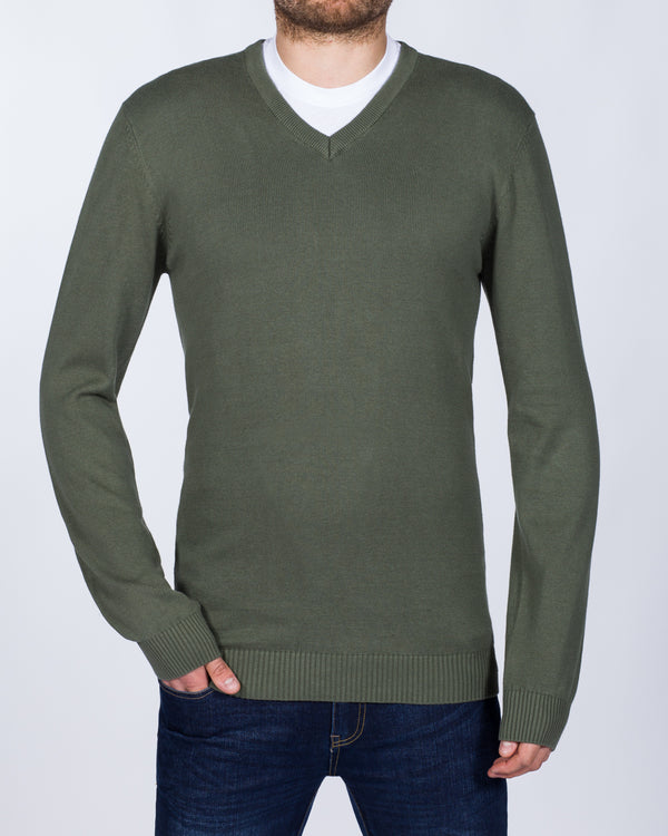 2t Cotton V-Neck Tall Jumper (khaki)