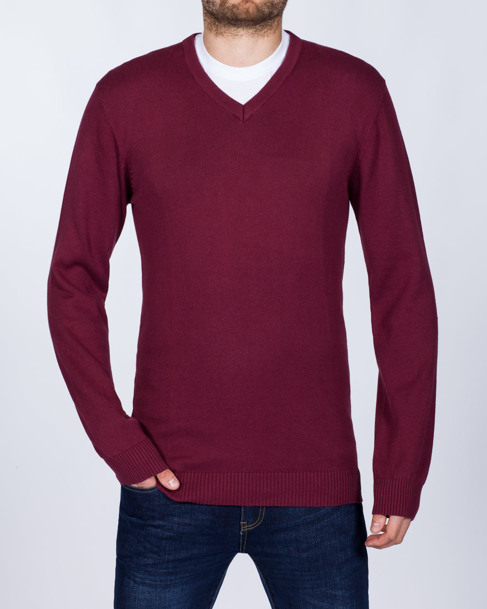 2t Cotton V-Neck Tall Jumper (mulberry)