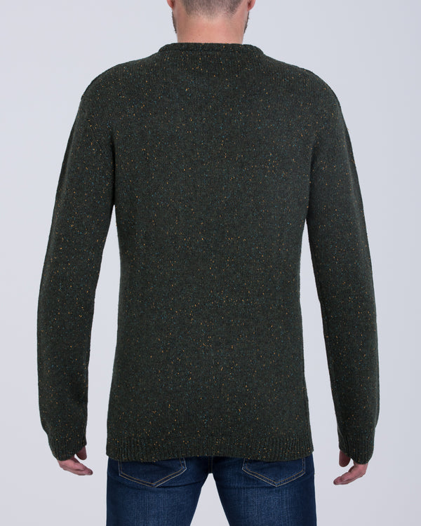 2t Aran Crew Neck Lambswool Jumper (forest)