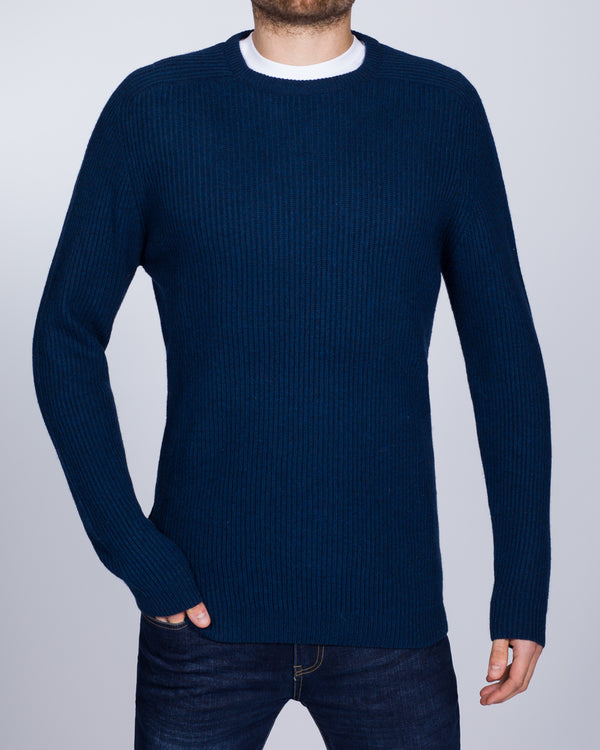 2t Tall Saddle Crew Neck Jumper (indigo)