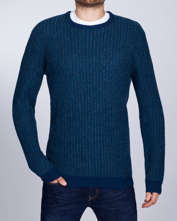 2t Tall Two-Tone Crew Neck Jumper (petrol)