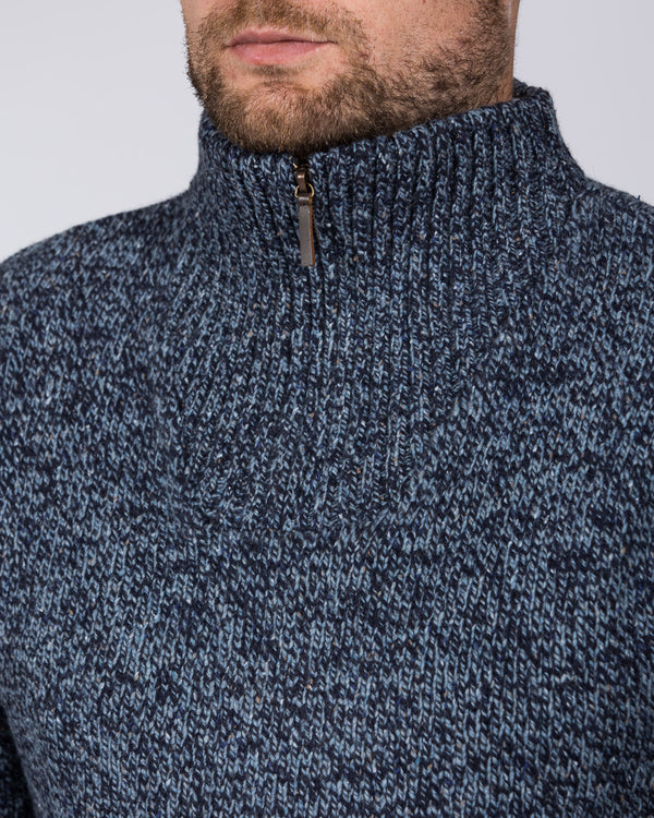 2t Tall Lambswool Quarter Zip Jumper (denim)