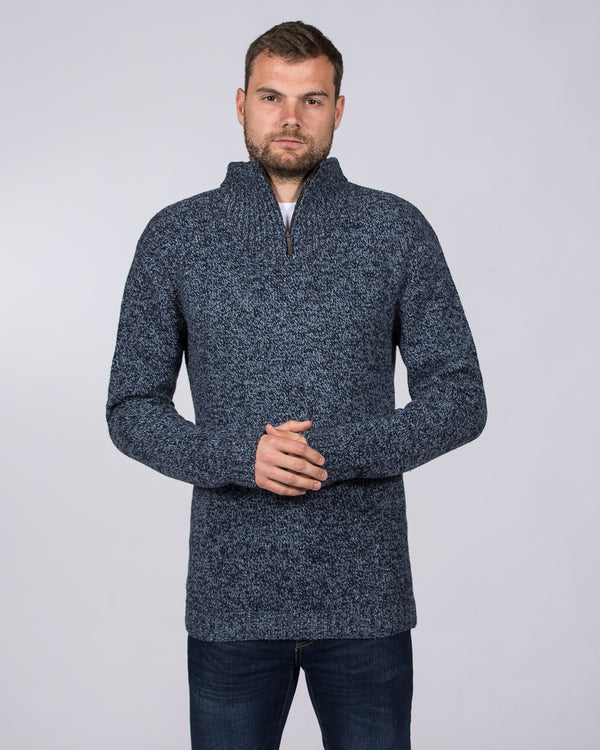 2t Tall Lambswool Quarter Zip Jumper (denim)