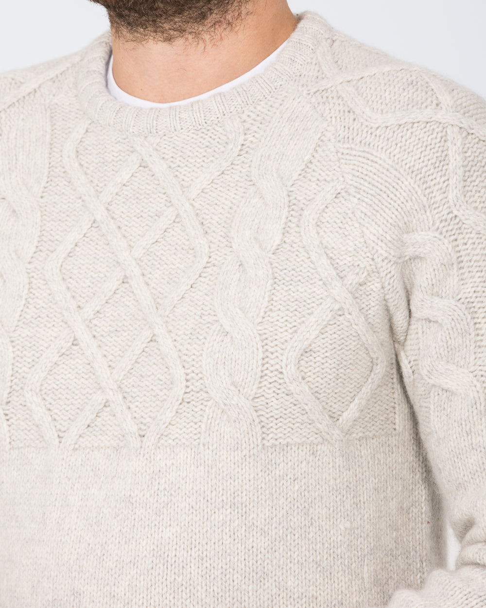 2t Tall Lambswool Cable Knit Jumper (pearl)