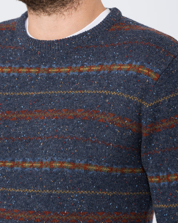 2t Tall Lambswool Fairisle Crew Neck Jumper (indigo)