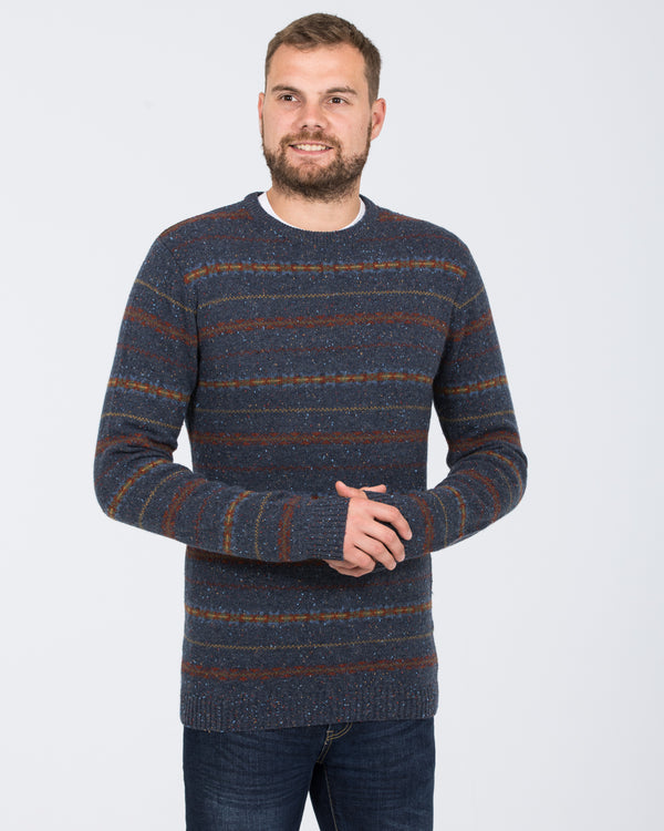 2t Tall Lambswool Fairisle Crew Neck Jumper (indigo)