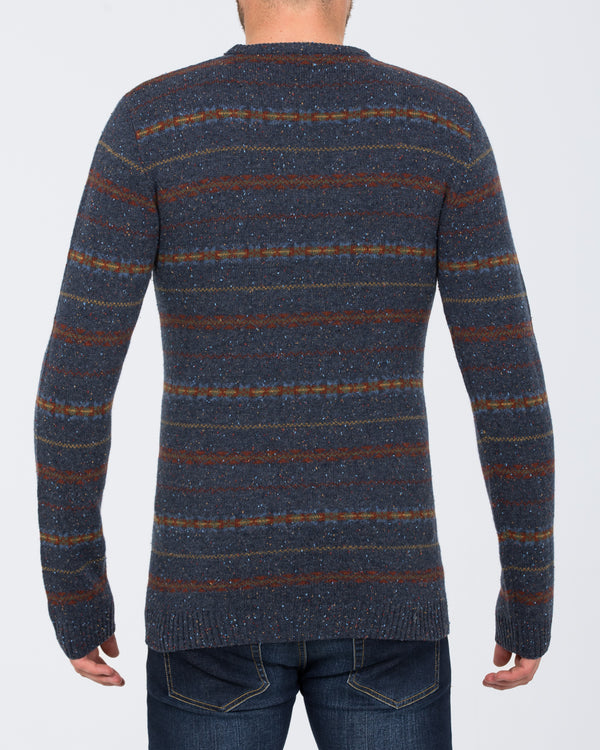 2t Tall Lambswool Fairisle Crew Neck Jumper (indigo)