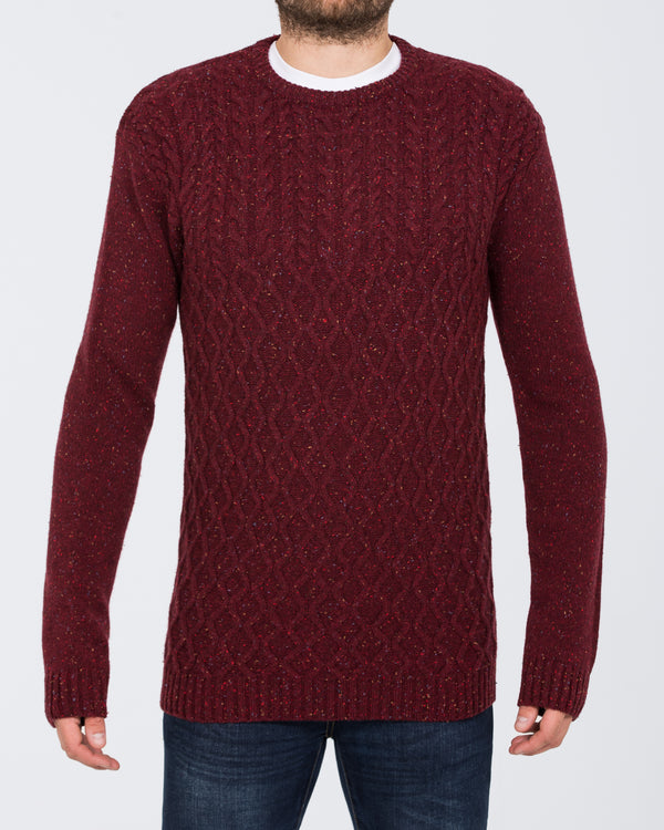 2t Tall Aran Crew Neck Lambswool Jumper (cherry)