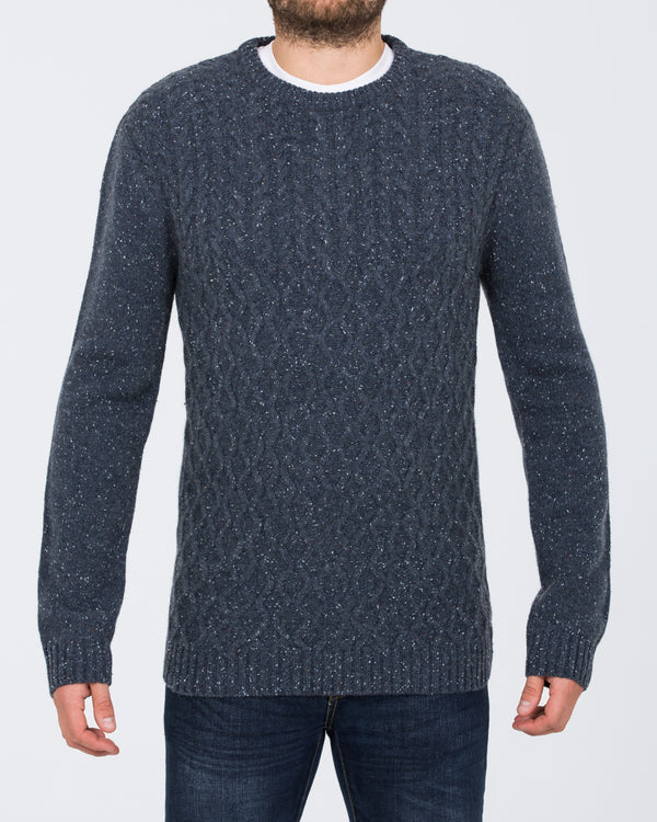 2t Tall Aran Crew Neck Lambswool Jumper (indigo)