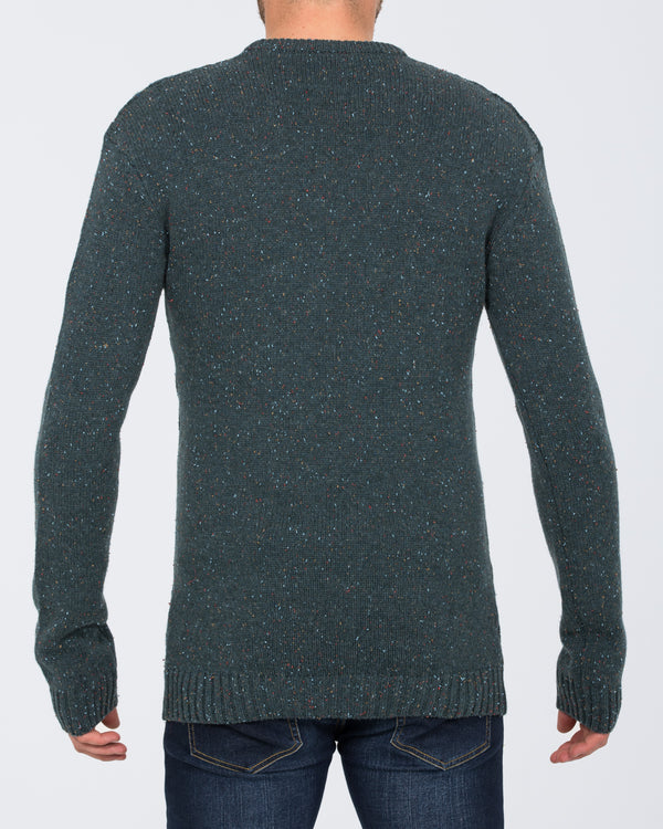 2t Tall Aran Crew Neck Lambswool Jumper (teal)