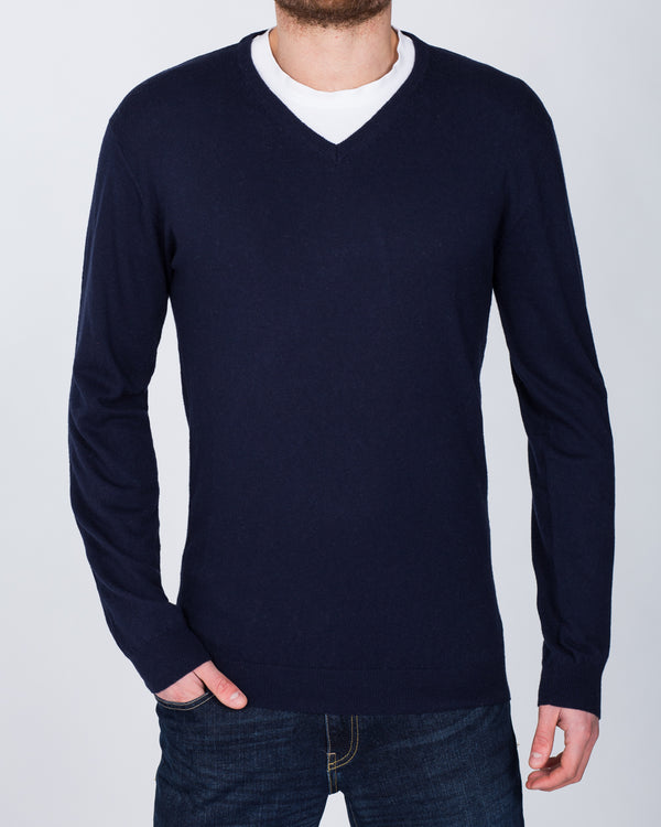 2t Merino V-Neck Tall Jumper (navy)