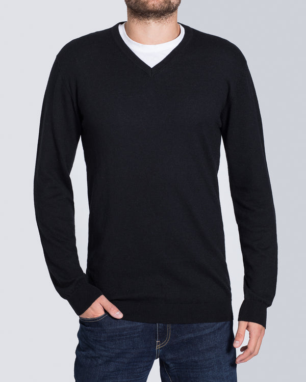 2t V-Neck Tall Wool Jumper (black)