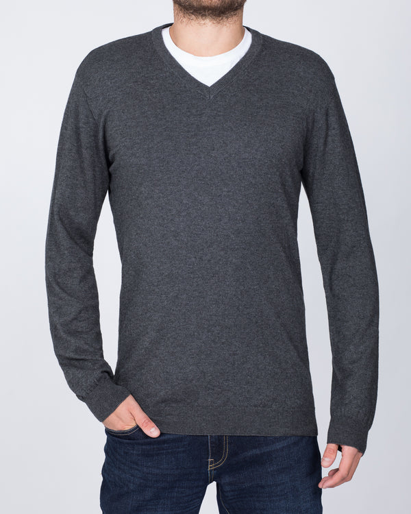 2t V-Neck Tall Wool Jumper (charcoal)