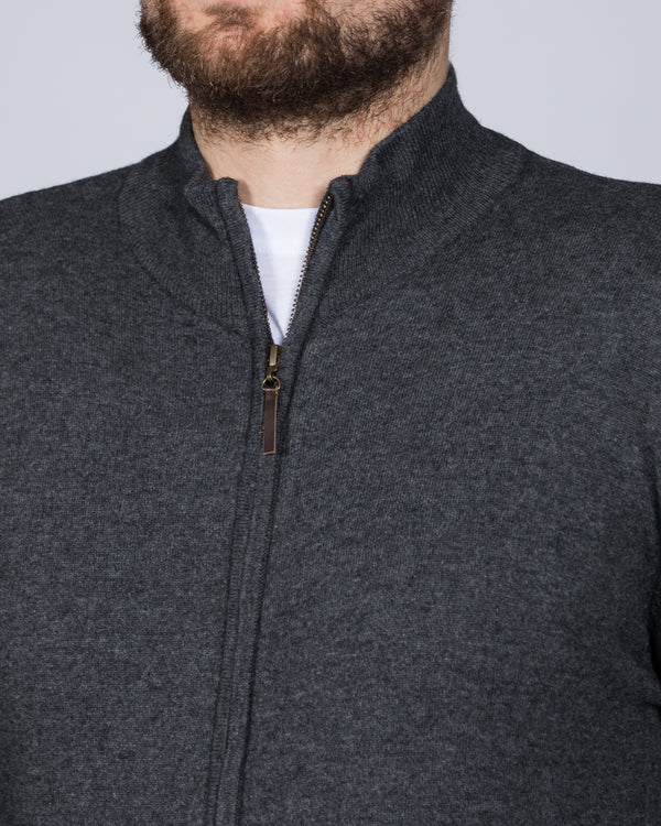 2t Tall Merino Full Zip Jumper (charcoal)