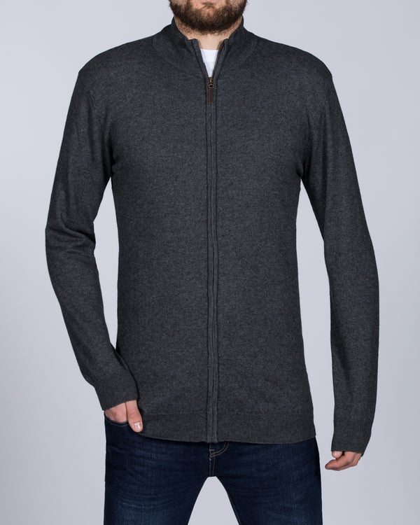 2t Tall Merino Full Zip Jumper (charcoal)