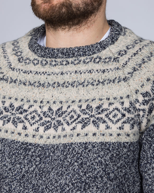 2t Lambswool Fairisle Crew Neck Tall Jumper (navy/beige)