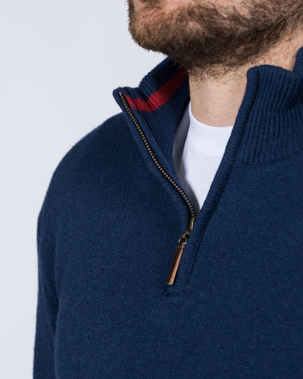 2t Tall Lambswool Quarter Zip Jumper (navy)