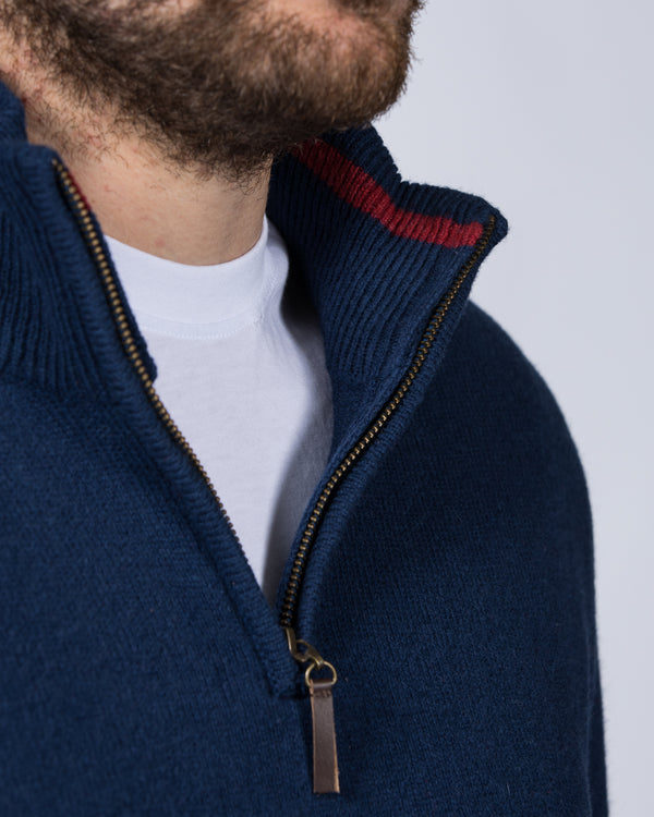 2t Tall Lambswool Quarter Zip Jumper (navy)