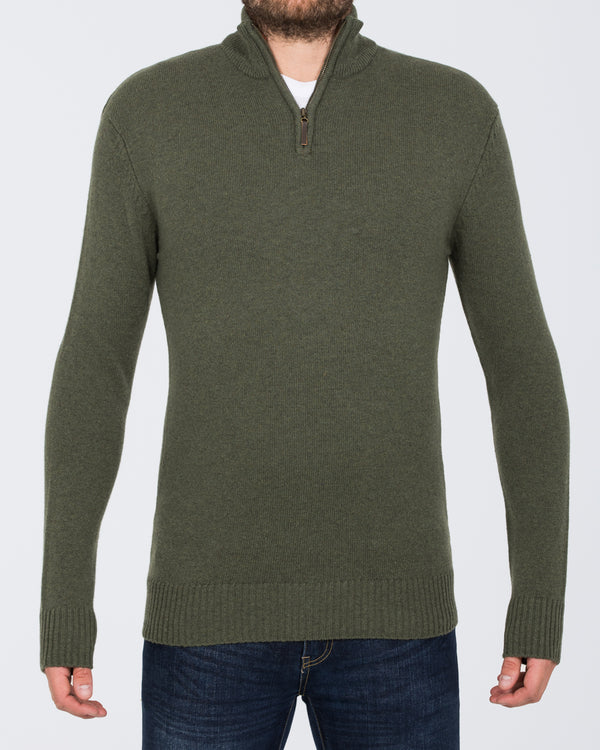 2t Tall Lambswool Quarter Zip Jumper (olive)