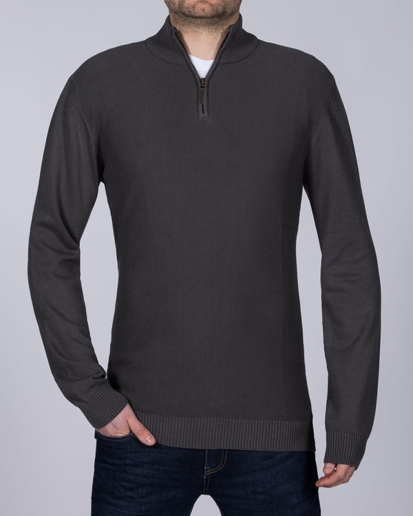 2t Cotton Quarter Zip Tall Jumper (dark grey)