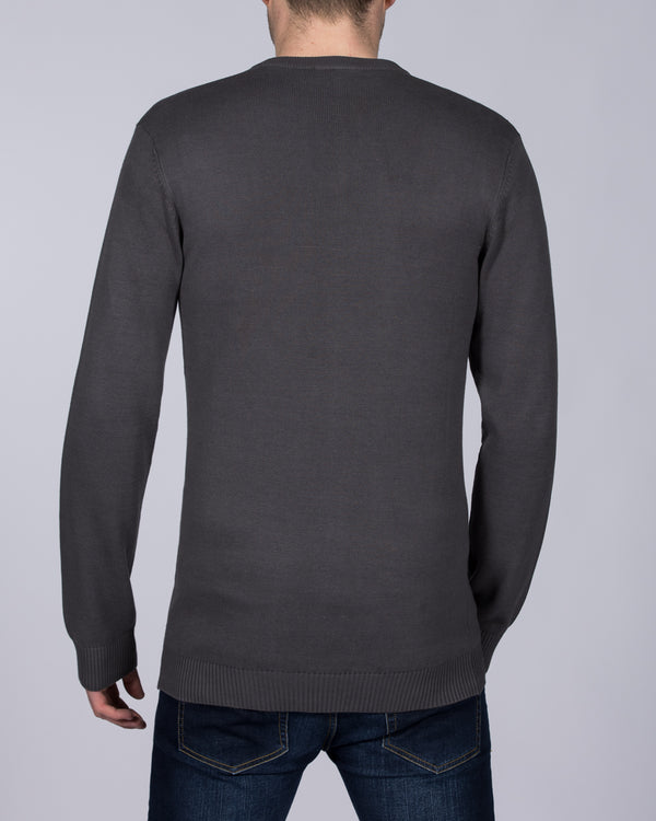 2t Tall Cotton V-Neck  Jumper (dark grey)