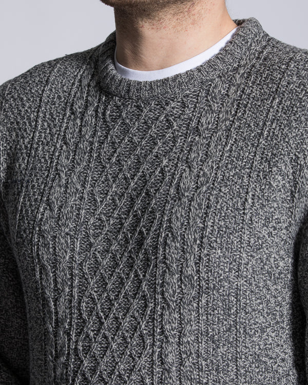 2t Aran Cable Crew Neck Jumper (charcoal)