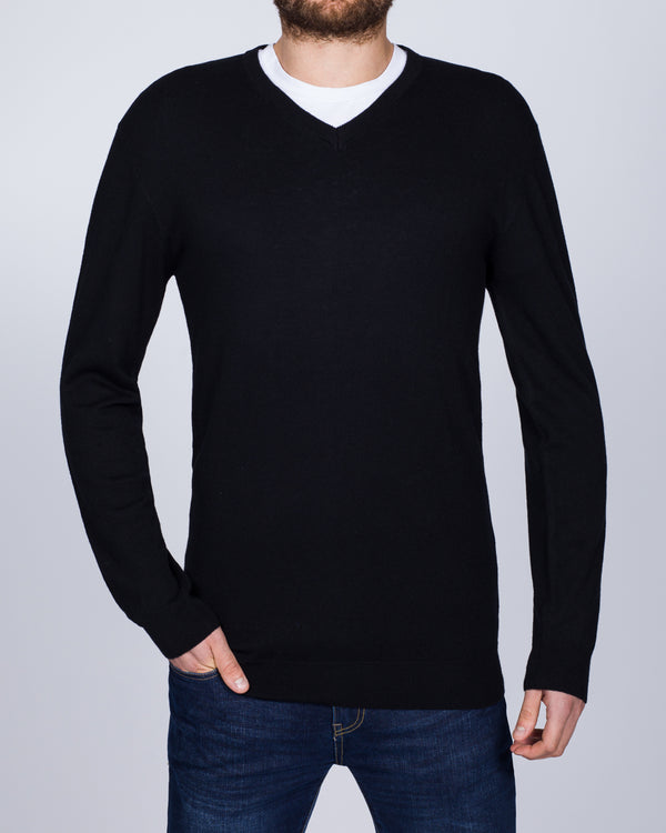 2t Merino V-Neck Tall Jumper (black)