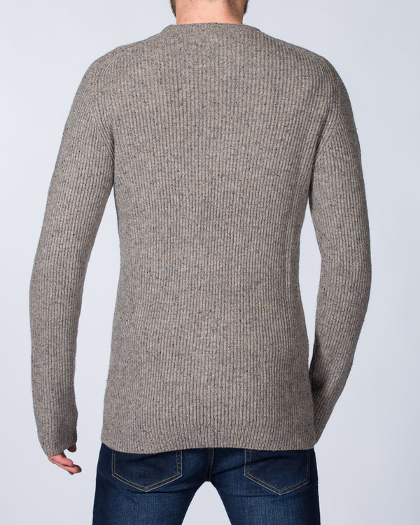 2t Tall Saddle Crew Neck Jumper (stone)