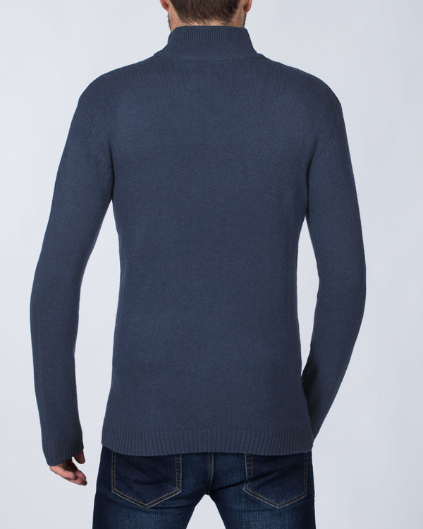 2t Tall Lambswool Quarter Zip Jumper (blue)