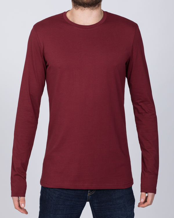 2t Extra Long Tall Mens Long Sleeve T-Shirt (burgundy) Tall Mens