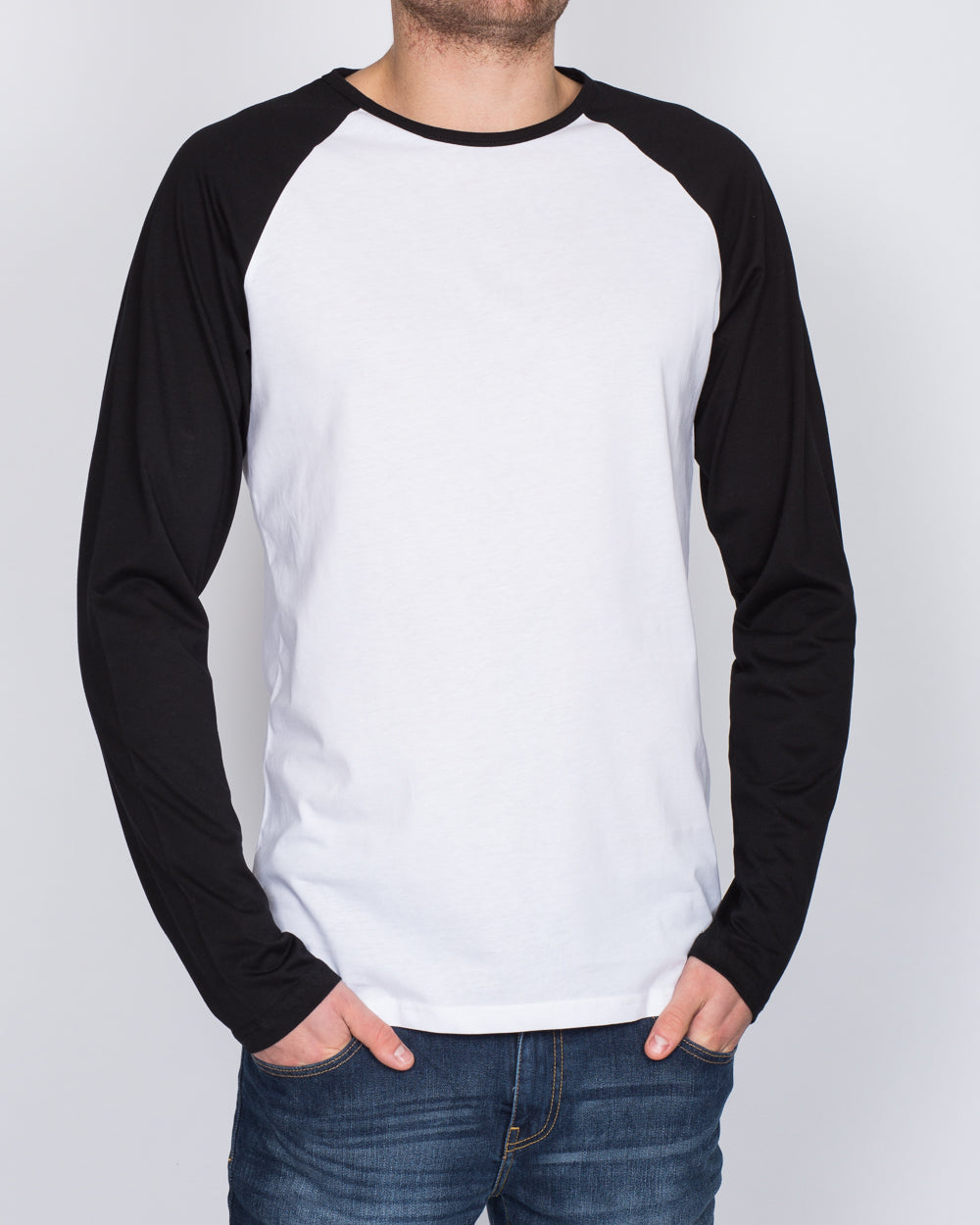 2t Raglan Long Sleeve Tall T-Shirt (white/black)