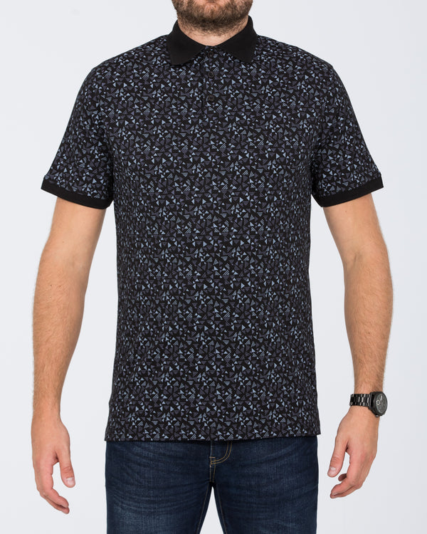 2t Slim Fit Tall Printed Polo Shirt (black)