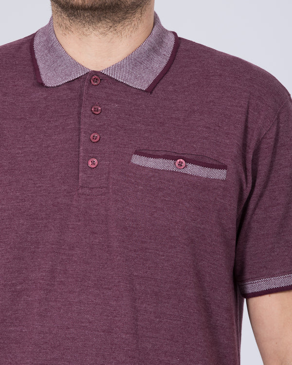 2t Slim Fit Tall Pique Jacquard Polo Shirt (plum marl)